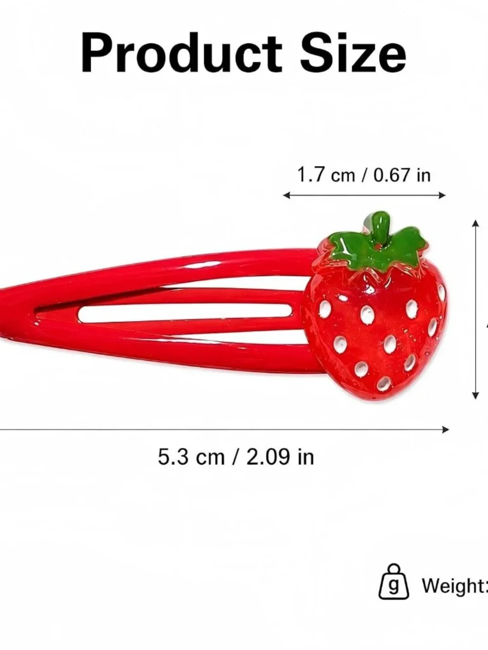 Strawberry Hair Clip - 4Pcs Red Metal Snap Fruit Hair Clips Hair Barrettes Cute
